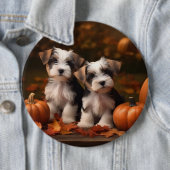 Biewer Terrier Pup Autumn Delight Pumpkin Ronde Button 6,0 Cm (In situ)