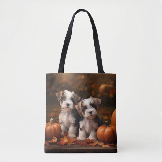Biewer Terrier Pup Autumn Delight Pumpkin Tote Bag (Voorkant)