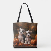 Biewer Terrier Pup Autumn Delight Pumpkin Tote Bag (Achterkant)