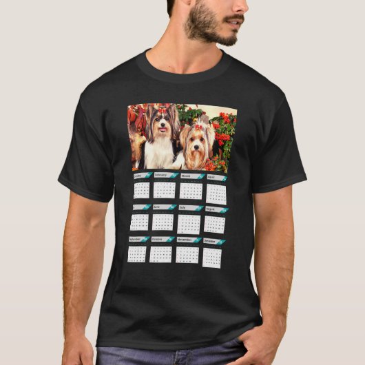 Biewer Terrier Puppies Kalender 2023 T-shirt (Voorkant)