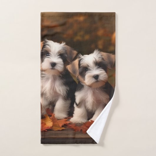 Biewer Terrier Puppy Herfst Delight Pompoen Bad Handdoek (Handdoek)
