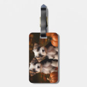 Biewer Terrier Puppy Herfst Delight Pompoen Bagagelabel (Achterkant verticaal)