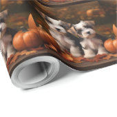 Biewer Terrier Puppy Herfst Delight Pompoen Cadeaupapier (Rol Hoek)