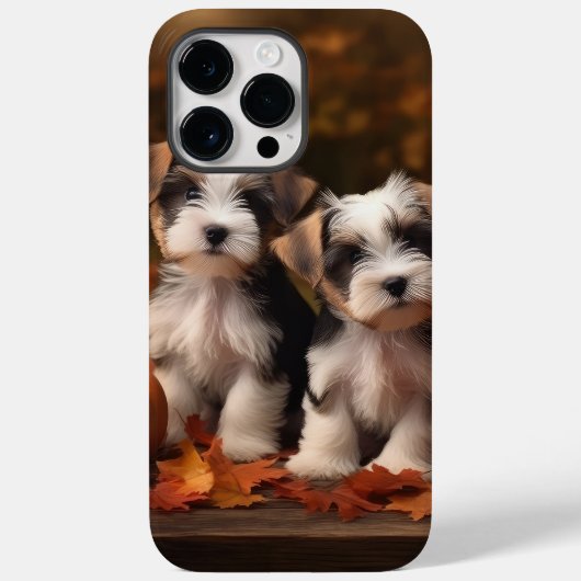 Biewer Terrier Puppy Herfst Delight Pompoen Case-Mate iPhone Case (Achterkant)