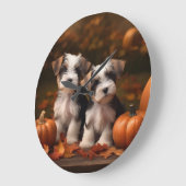 Biewer Terrier Puppy Herfst Delight Pompoen Grote Klok (Hoek)