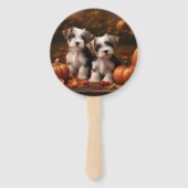 Biewer Terrier Puppy Herfst Delight Pompoen Handwaaier (Achterkant)