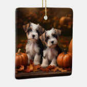 Biewer Terrier Puppy Herfst Delight Pompoen Keramisch Ornament (Rechts)