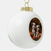 Biewer Terrier Puppy Herfst Delight Pompoen Keramische Bal Ornament (Links)