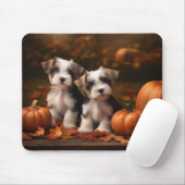 Biewer Terrier Puppy Herfst Delight Pompoen Muismat (Met muis)