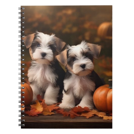 Biewer Terrier Puppy Herfst Delight Pompoen Notitieboek (Voorkant)