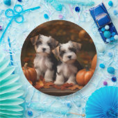 Biewer Terrier Puppy Herfst Delight Pompoen Papieren Bordje (Feest)