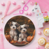 Biewer Terrier Puppy Herfst Delight Pompoen Papieren Bordje (Feest)