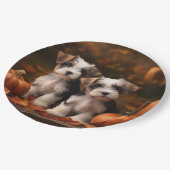 Biewer Terrier Puppy Herfst Delight Pompoen Papieren Bordje (Gekanteld)