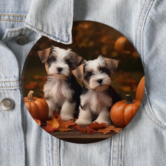 Biewer Terrier Puppy Herfst Delight Pompoen Ronde Button 6,0 Cm (In situ)