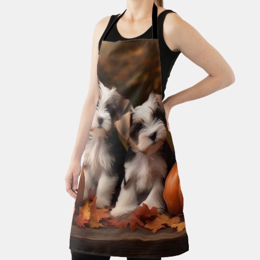 Biewer Terrier Puppy Herfst Delight Pompoen Schort (Insitu)