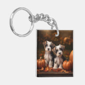 Biewer Terrier Puppy Herfst Delight Pompoen Sleutelhanger (Voorkant Links)