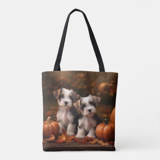 Biewer Terrier Puppy Herfst Delight Pompoen Tote Bag (Achterkant)