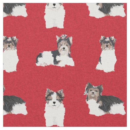 Biewer Terrier Red Kerstmis Stof (Close Up)