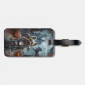 Biewer Terrier Rijden Motorfiets Halloween Eng Bagagelabel (Achterkant horizontaal)