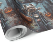 Biewer Terrier Rijden Motorfiets Halloween Eng Cadeaupapier (Rol Hoek)