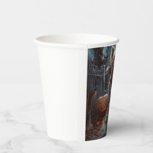 Biewer Terrier Rijden Motorfiets Halloween Eng Papieren Bekers (Rechts)