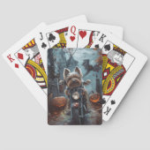 Biewer Terrier Rijden Motorfiets Halloween Eng Pokerkaarten (Achterkant)