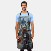 Biewer Terrier Rijden Motorfiets Halloween Eng Schort (Gedragen)