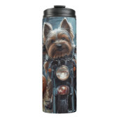 Biewer Terrier Rijden Motorfiets Halloween Eng Thermosbeker (Voorkant)