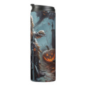 Biewer Terrier Rijden Motorfiets Halloween Eng Thermosbeker (Geroteerd rechts)