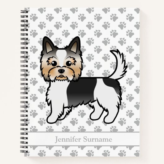 Biewer Terrier Schattige Cartoon Hond & Aangepaste Notitieboek (Voorkant)