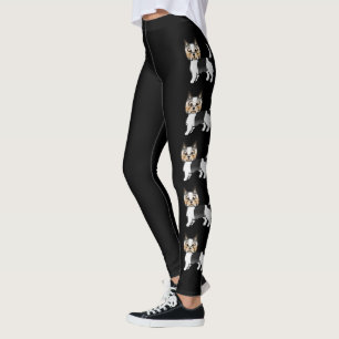 Biewer Terrier Schattige Cartoonhonden Op Zwart Leggings
