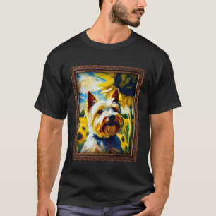Biewer Terrier Schilderij Zonnebloem Bloem Moeder T-shirt