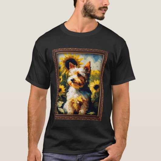 Biewer Terrier Schilderij Zonnebloem Bloem Moeder T-shirt (Voorkant)