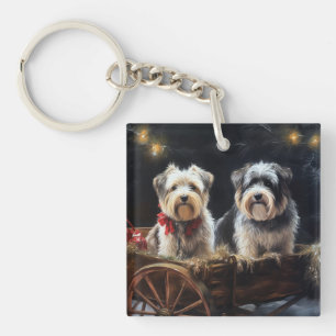 Biewer Terrier Sneeuw Slede Kerst Decor Sleutelhanger