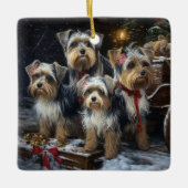 Biewer Terrier Sneeuw Slede Kerst Decoratie (Voorkant)