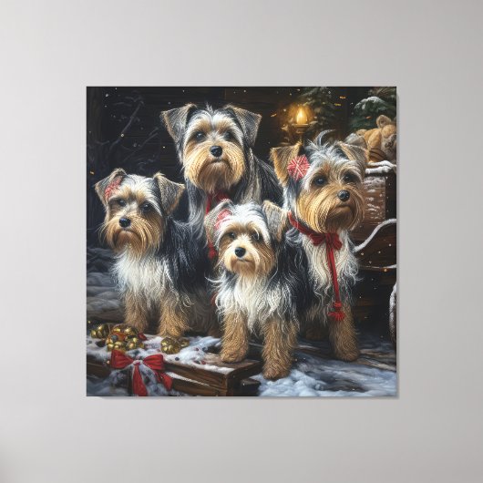 Biewer Terrier Sneeuw Slede Kerst Decoratie (Voorkant)