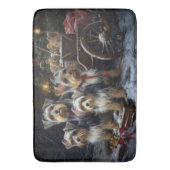 Biewer Terrier Sneeuw Slede Kerst Decoratie Badmat (Voorkant Verticaal)