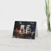 Biewer Terrier Sneeuw Slede Kerst Decoratie Kaart (Voorkant)