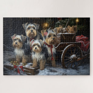 Biewer Terrier Sneeuw Slede Kerst Decoratie Legpuzzel