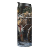Biewer Terrier Sneeuw Slede Kerst Decoratie Thermosbeker (Geroteerd rechts)