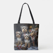 Biewer Terrier Sneeuw Slede Kerst Decoratie Tote Bag (Achterkant)