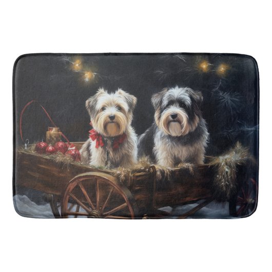 Biewer Terrier Snowy Sleigh Kerst Decor Badmat (Voorkant)