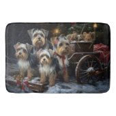 Biewer Terrier Snowy Sleigh Kerst Decor Badmat (Voorkant)