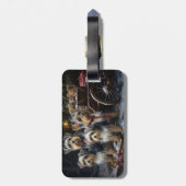 Biewer Terrier Snowy Sleigh Kerst Decor Bagagelabel (Achterkant verticaal)