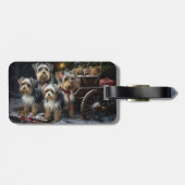 Biewer Terrier Snowy Sleigh Kerst Decor Bagagelabel (Achterkant horizontaal)