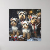 Biewer Terrier Snowy Sleigh Kerst Decor Canvas Afdruk (Voorkant)