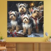 Biewer Terrier Snowy Sleigh Kerst Decor Canvas Afdruk (Insitu (Woonkamer))
