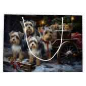 Biewer Terrier Snowy Sleigh Kerst Decor Groot Cadeauzakje (Achterkant)