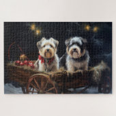 Biewer Terrier Snowy Sleigh Kerst Decor Legpuzzel (Horizontaal)