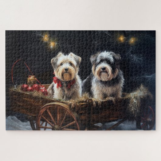 Biewer Terrier Snowy Sleigh Kerst Decor Legpuzzel (Horizontaal)
